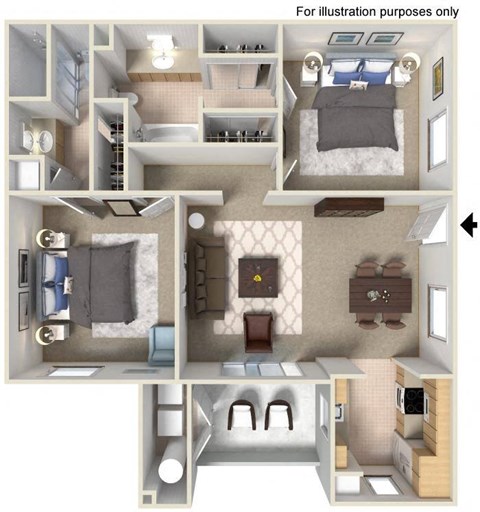 PLAN C- 2 bd 2 bth Floor Plan at The Landing, San Diego, CA, 92154